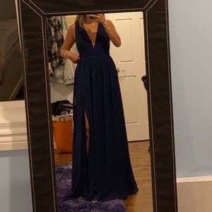 LULU HEAVENLY HUES NAVY BLUE MAXI DRESS